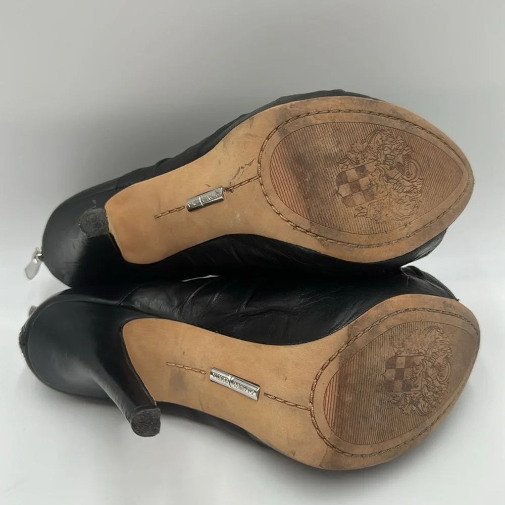 Vince Camuto Black Ruched Peep-Toe Platform Heels
